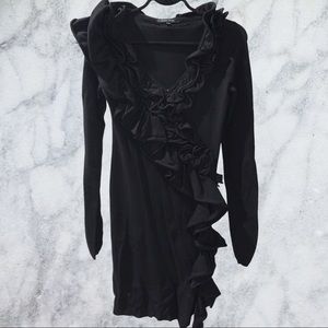Black knit ruffle dress